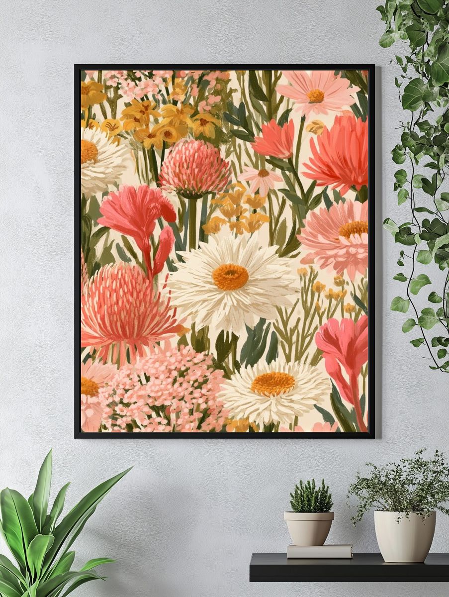Wildflower Meadow Illustration Poster. — room view 4