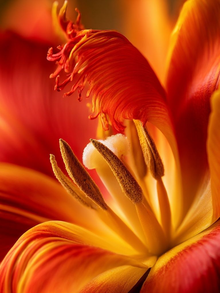 Red Tulip Macro Botanical Print. poster detail