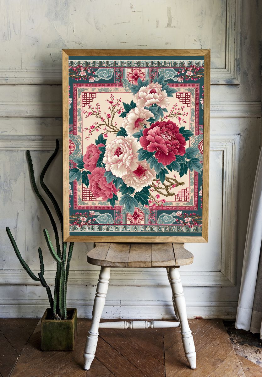 Peony Blossom Garden Print. — room view 1