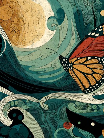 Monarch Butterfly Botanical Print. poster print