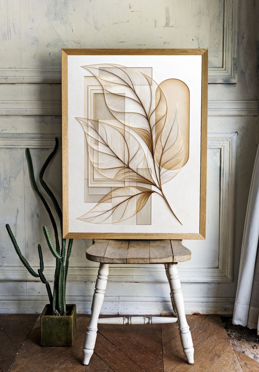 Golden Leaf Geometry Poster. room preview