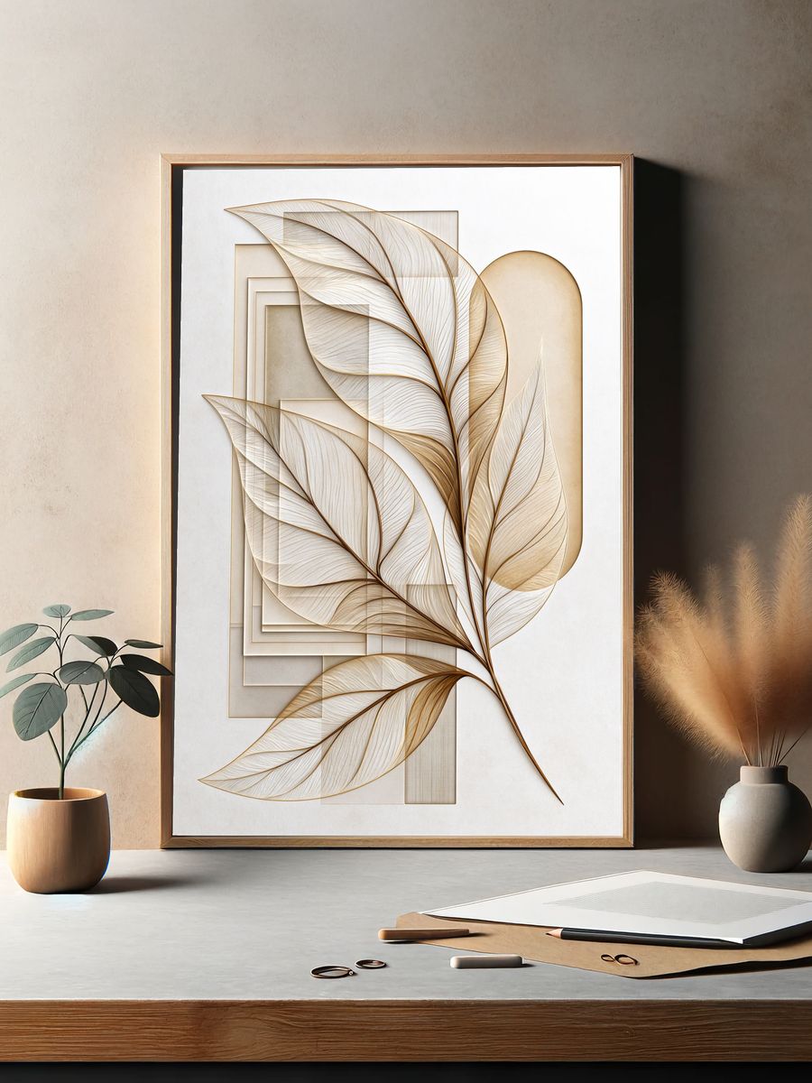 Golden Leaf Geometry Poster. — room view 2