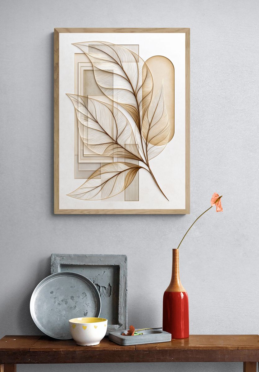 Golden Leaf Geometry Poster. — room view 3