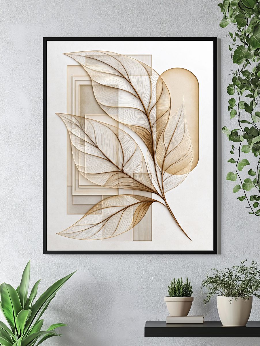 Golden Leaf Geometry Poster. — room view 4