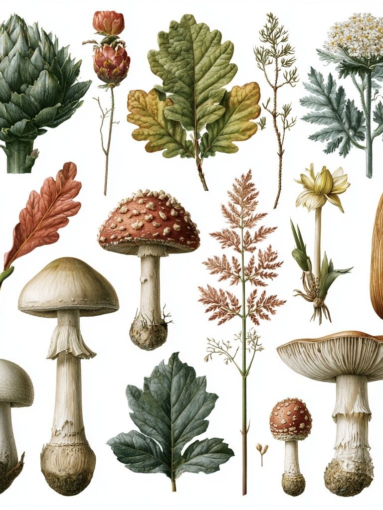 Botanical Mushroom Study Print. poster — botanical art