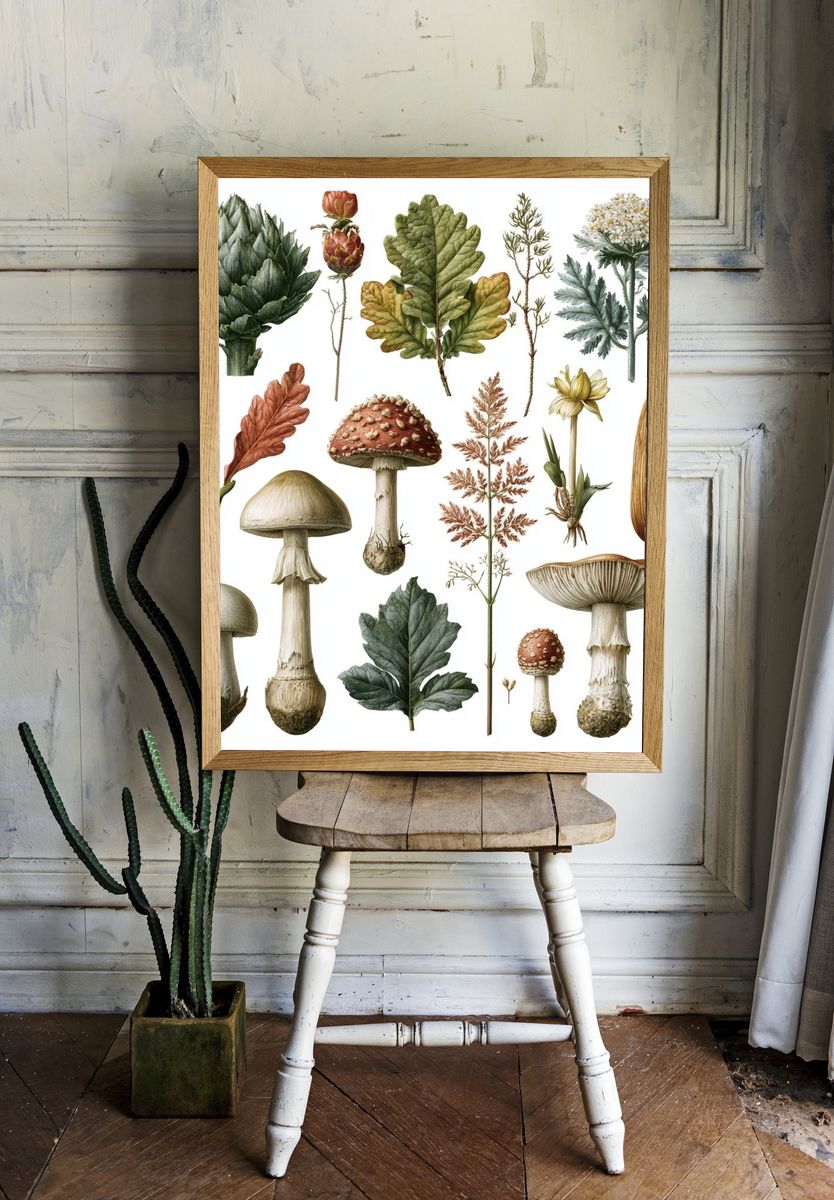 Botanical Mushroom Study Print. room preview