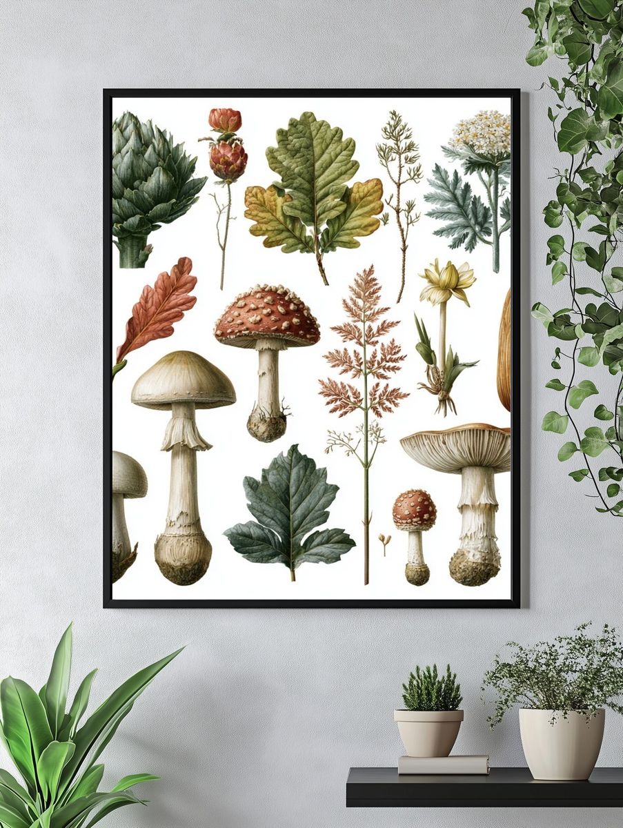 Botanical Mushroom Study Print. — room view 4