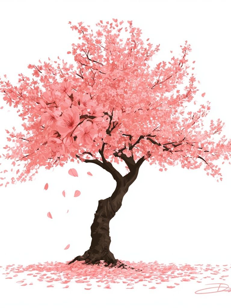 Pink Cherry Blossom Tree Print. poster — botanical art