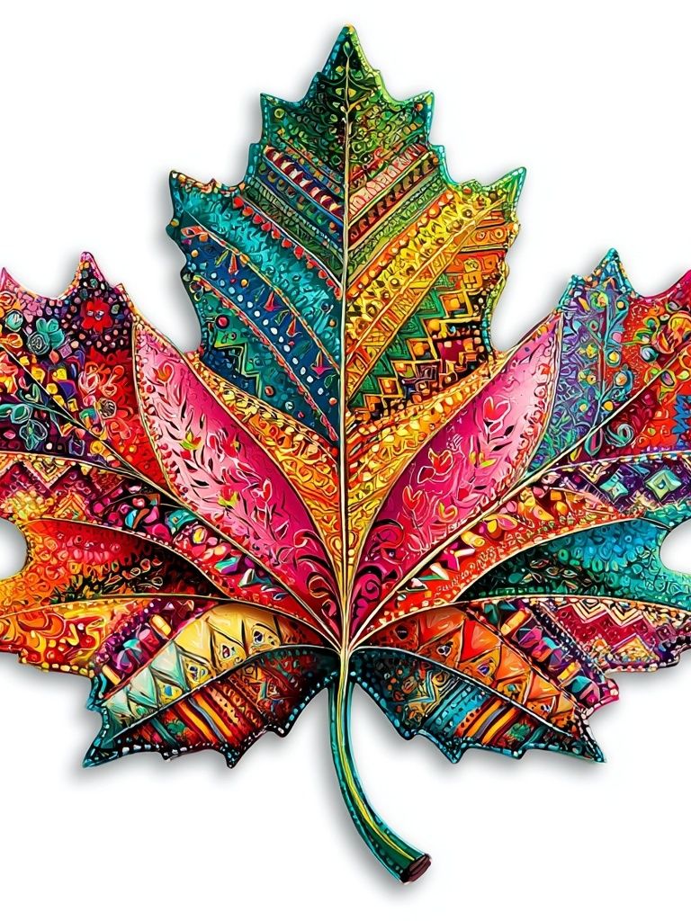 Colorful Maple Leaf Illustration Poster. poster — botanical art