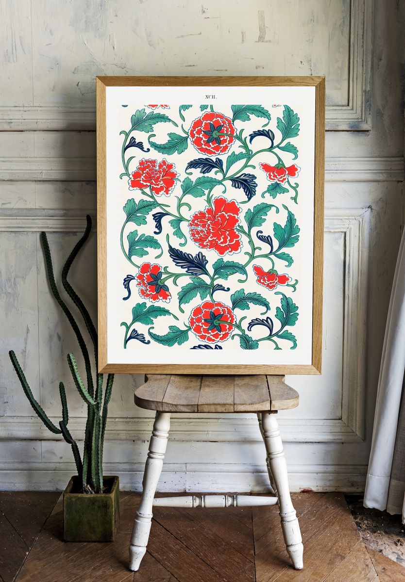 Green Botanical Leaf Print room preview