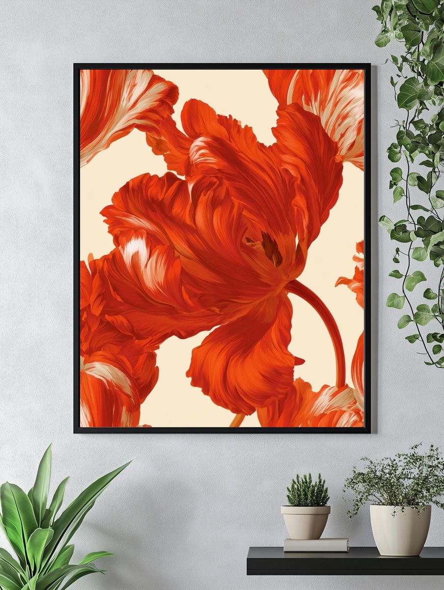 Red Tulip Bloom Illustration Poster. — room view 4