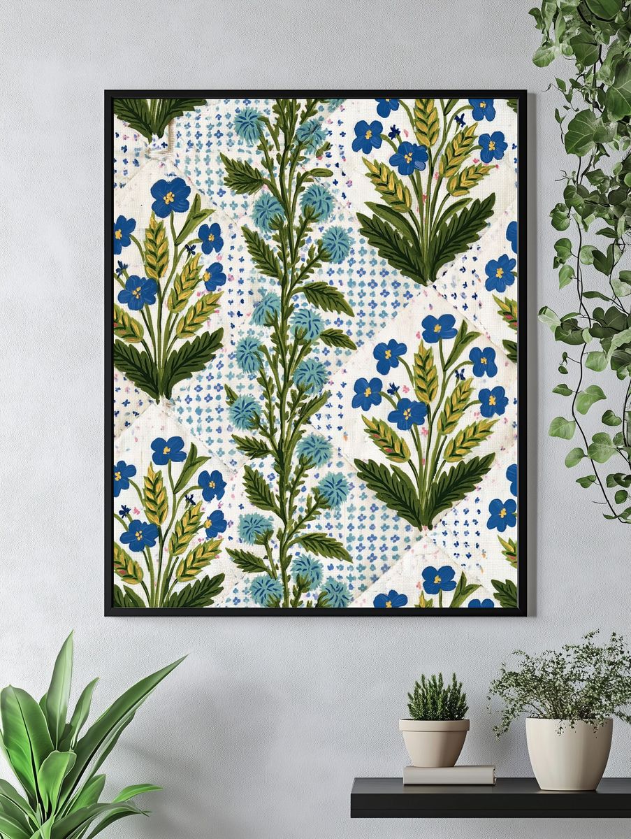 Blue Floral Botanical Print. — room view 4