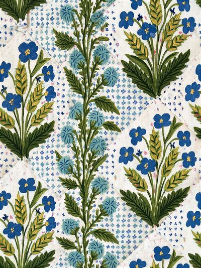 Blue Floral Botanical Print. poster