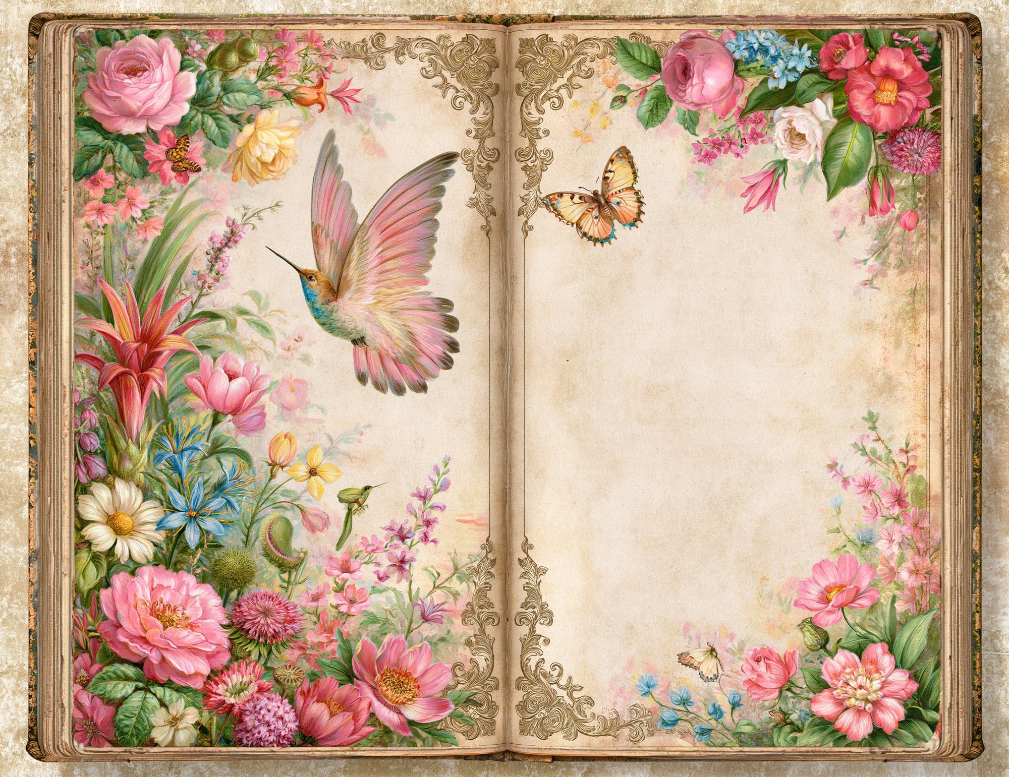 Vintage Floral Book Page Poster. poster detail