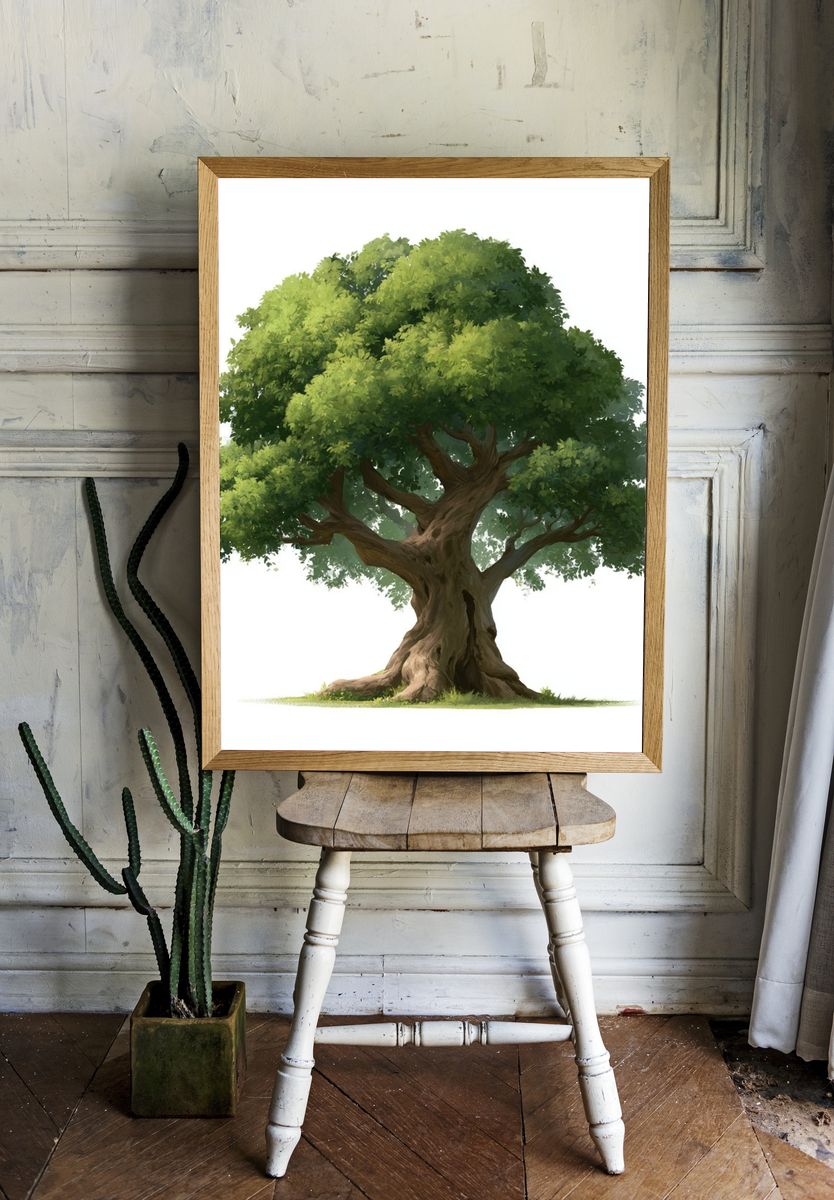 Ancient Oak Tree Illustration Poster. — room view 1