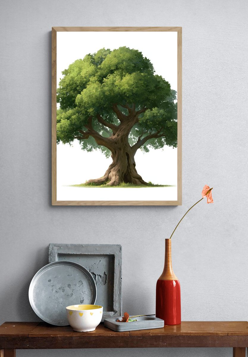 Ancient Oak Tree Illustration Poster. — room view 3