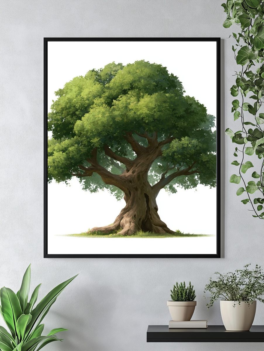 Ancient Oak Tree Illustration Poster. — room view 4