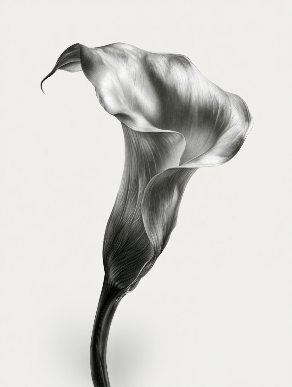 Calla Lily Monochrome Print. poster — botanical art