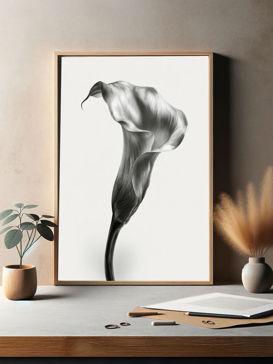 Calla Lily Monochrome Print. — room view 2