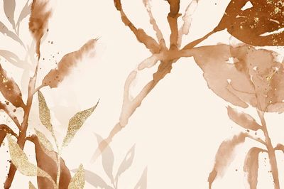 Brown watercolor leaf background aesthetic. poster print