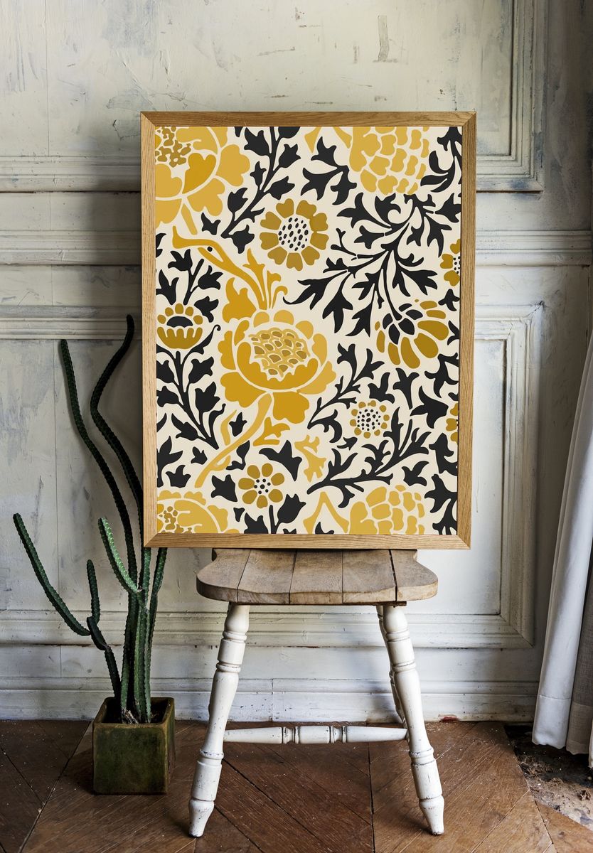 Decorative vintage flower ornament seamless room preview