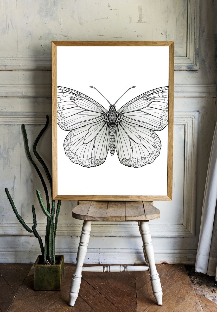 Butterfly Line Art Poster. room preview