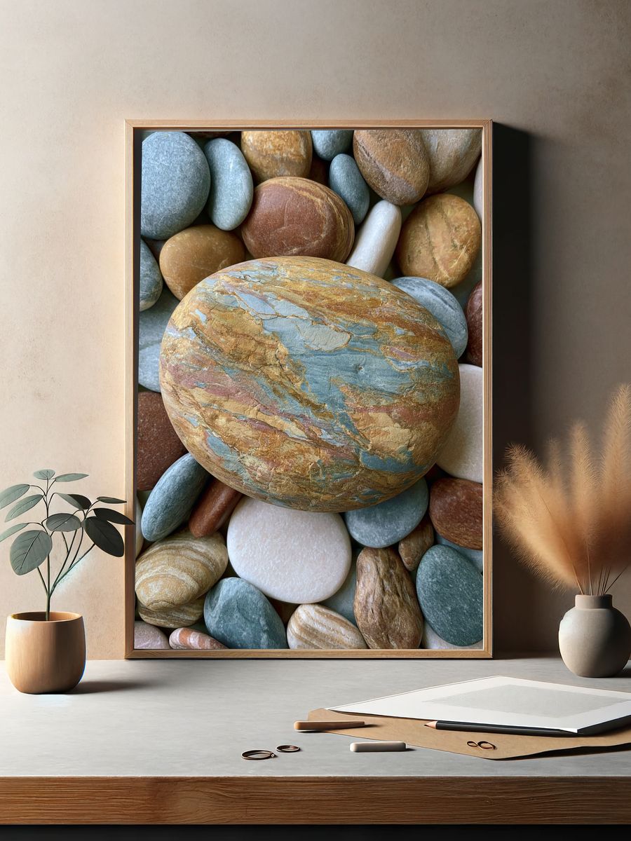 Smooth Pebbles Botanical Print. — room view 2