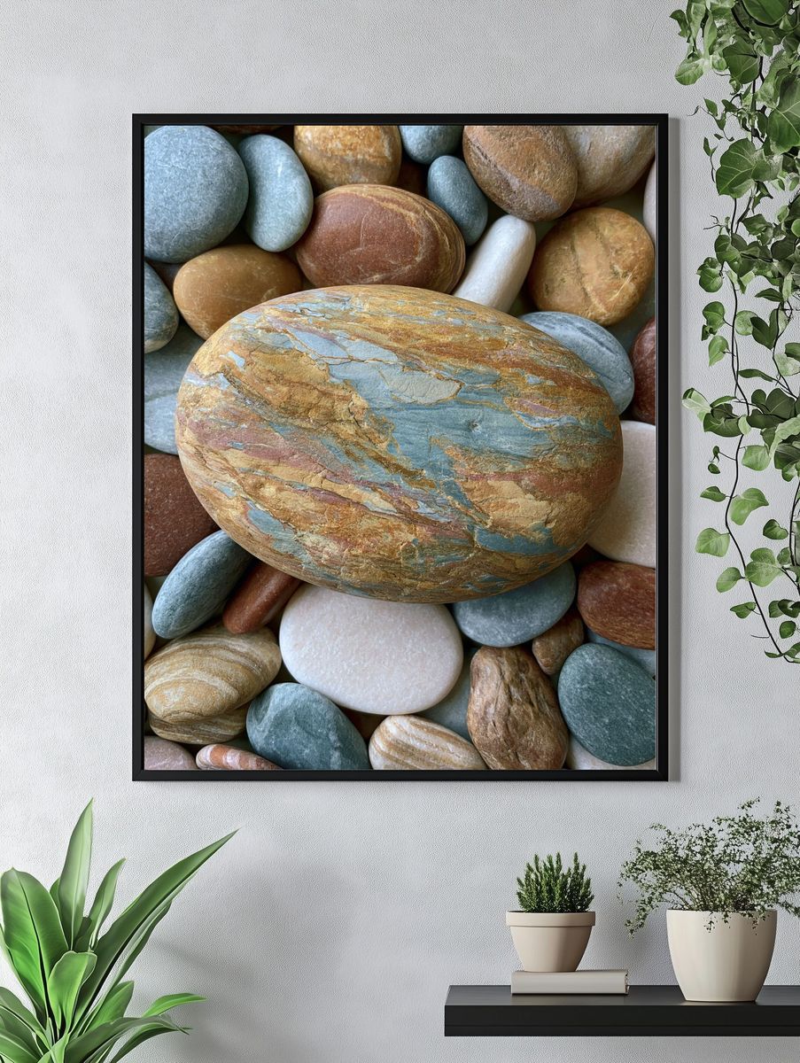 Smooth Pebbles Botanical Print. — room view 4