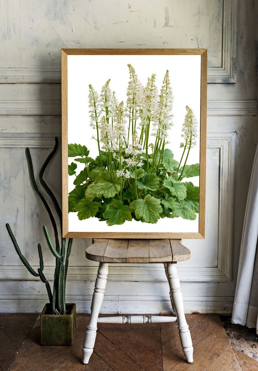 White Woodland Flowers Botanical Print. — room view 1