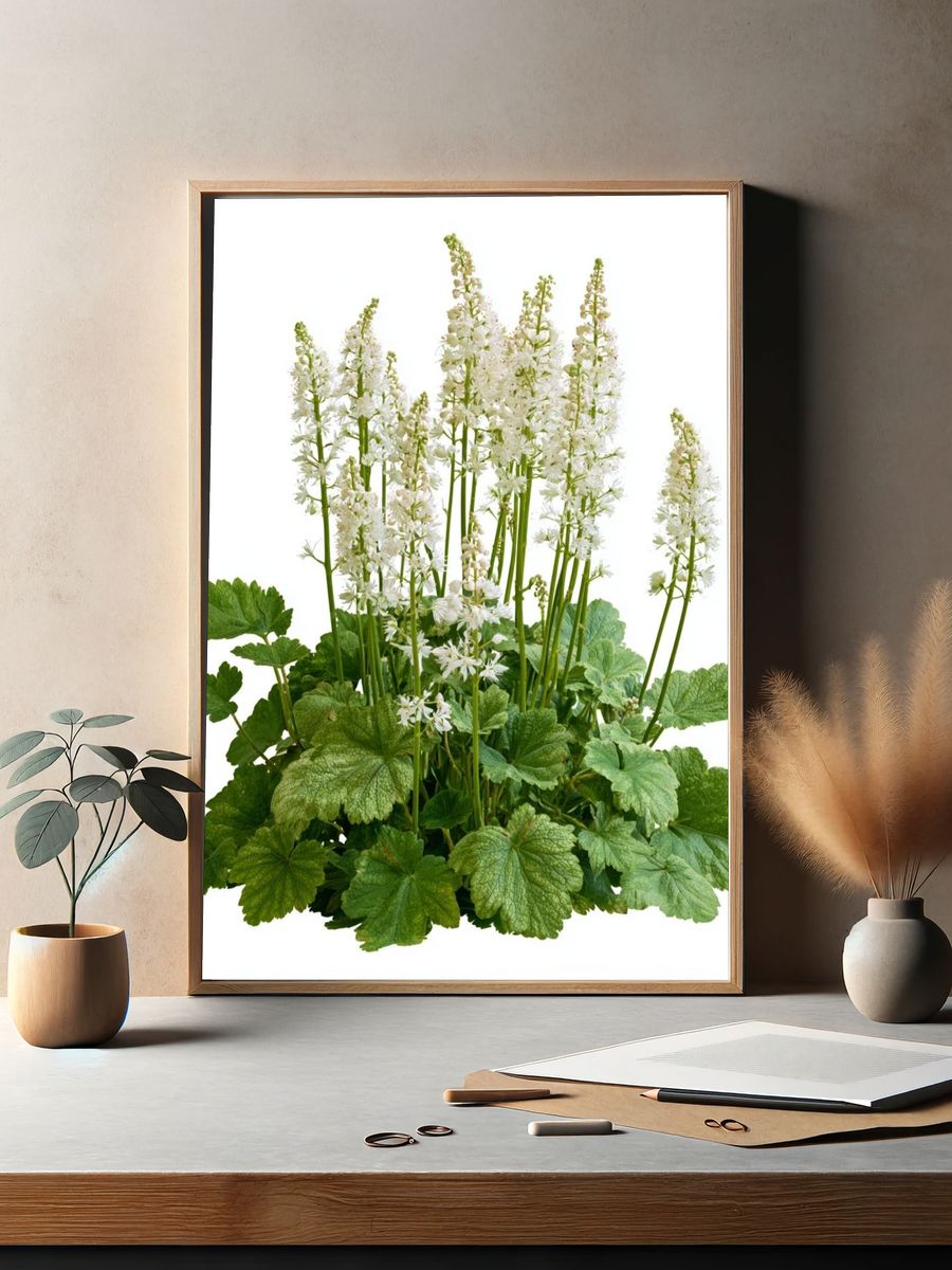 White Woodland Flowers Botanical Print. — room view 2