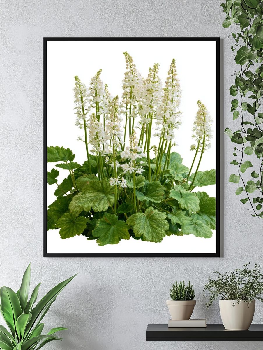 White Woodland Flowers Botanical Print. — room view 4