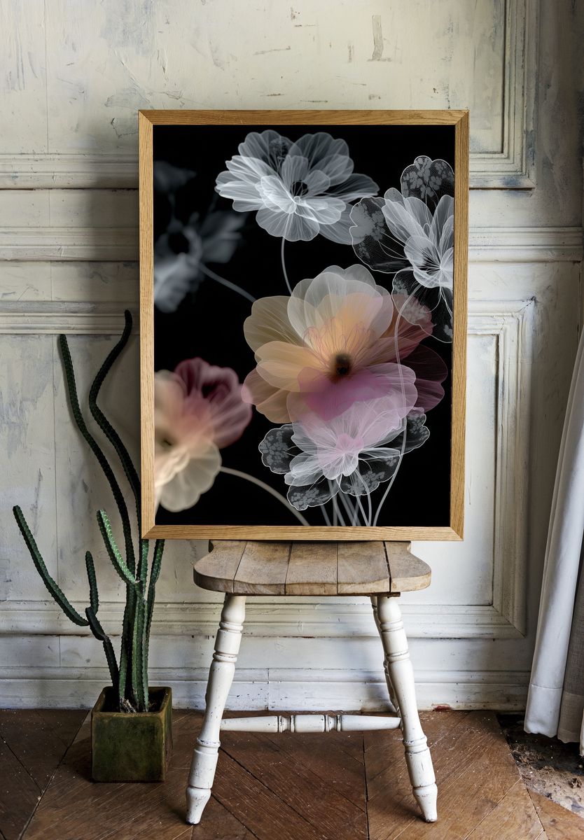Butterfly and Spider Botanical Print. room preview