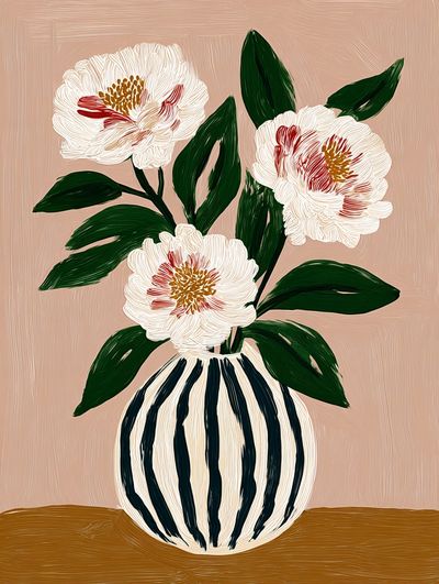 Peony Vase Botanical Print. poster print