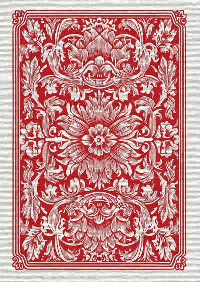 Ornate Floral Red Woodcut Poster. poster print