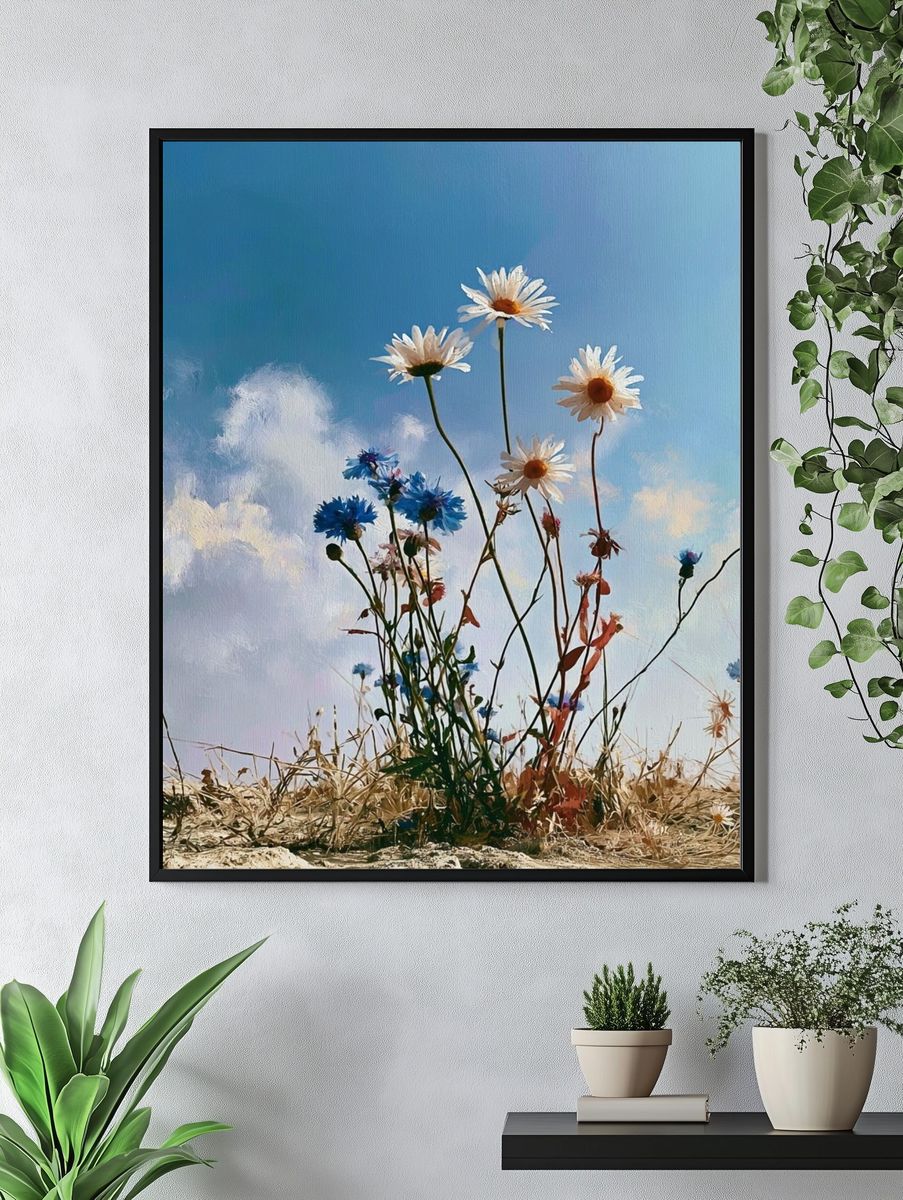Wildflowers in Blue Sky Poster. — room view 4