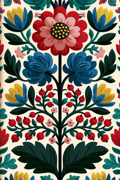 Folk Floral Garden Print.