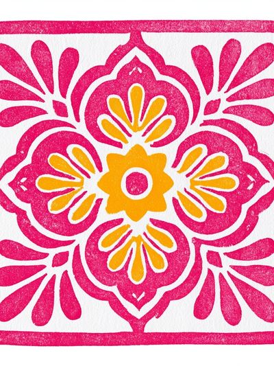Pink Floral Tile Print. poster