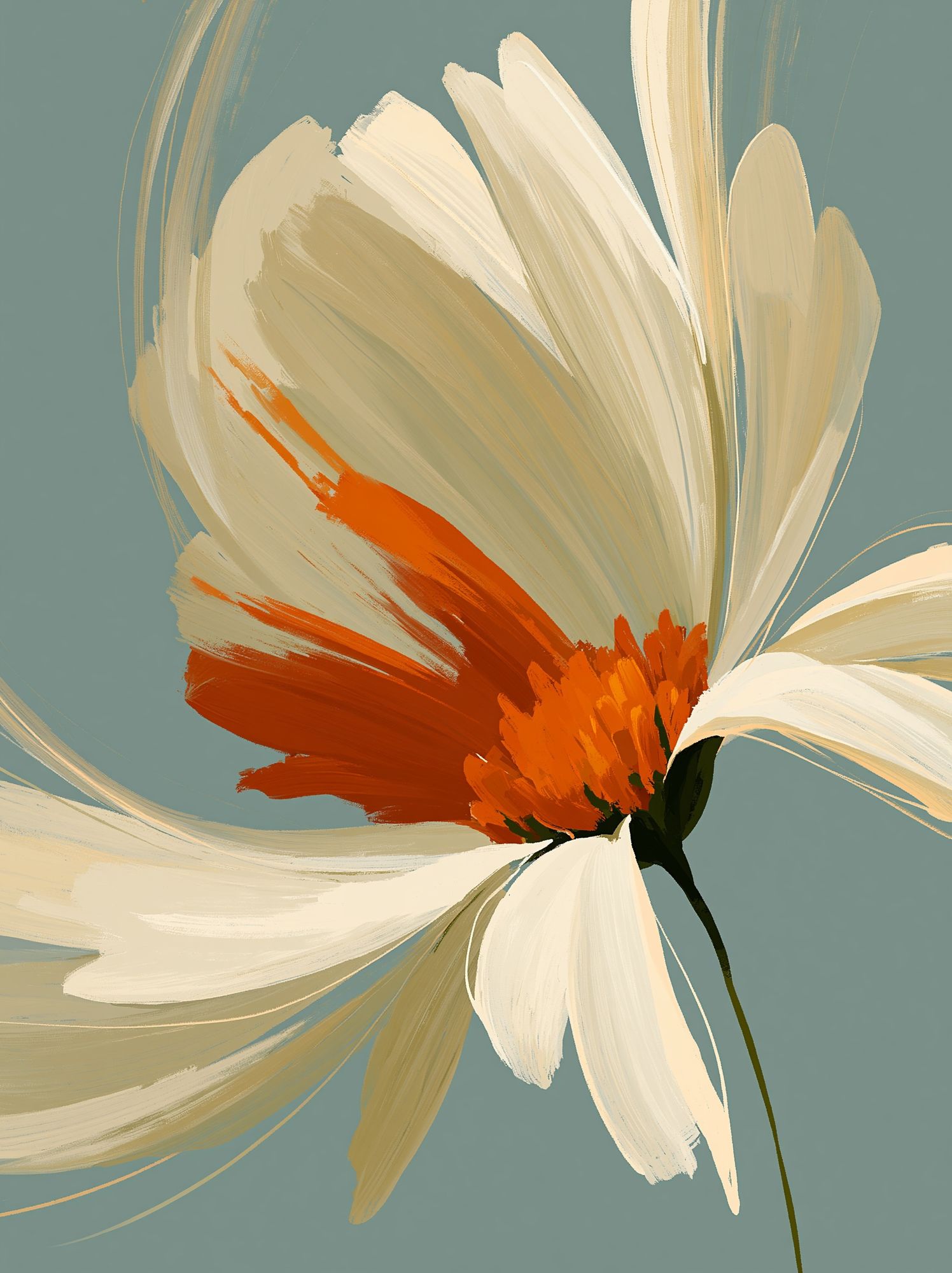 Abstract Daisy Bloom Print. poster — botanical art