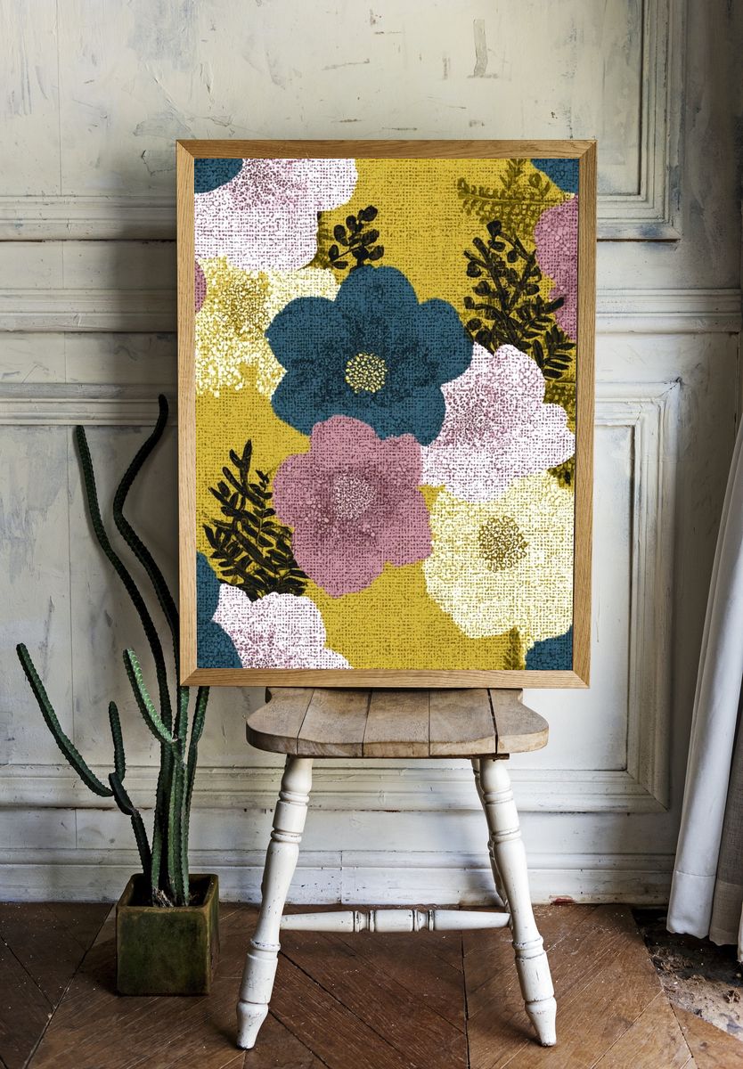 Floral Collage Vintage Print. — room view 1
