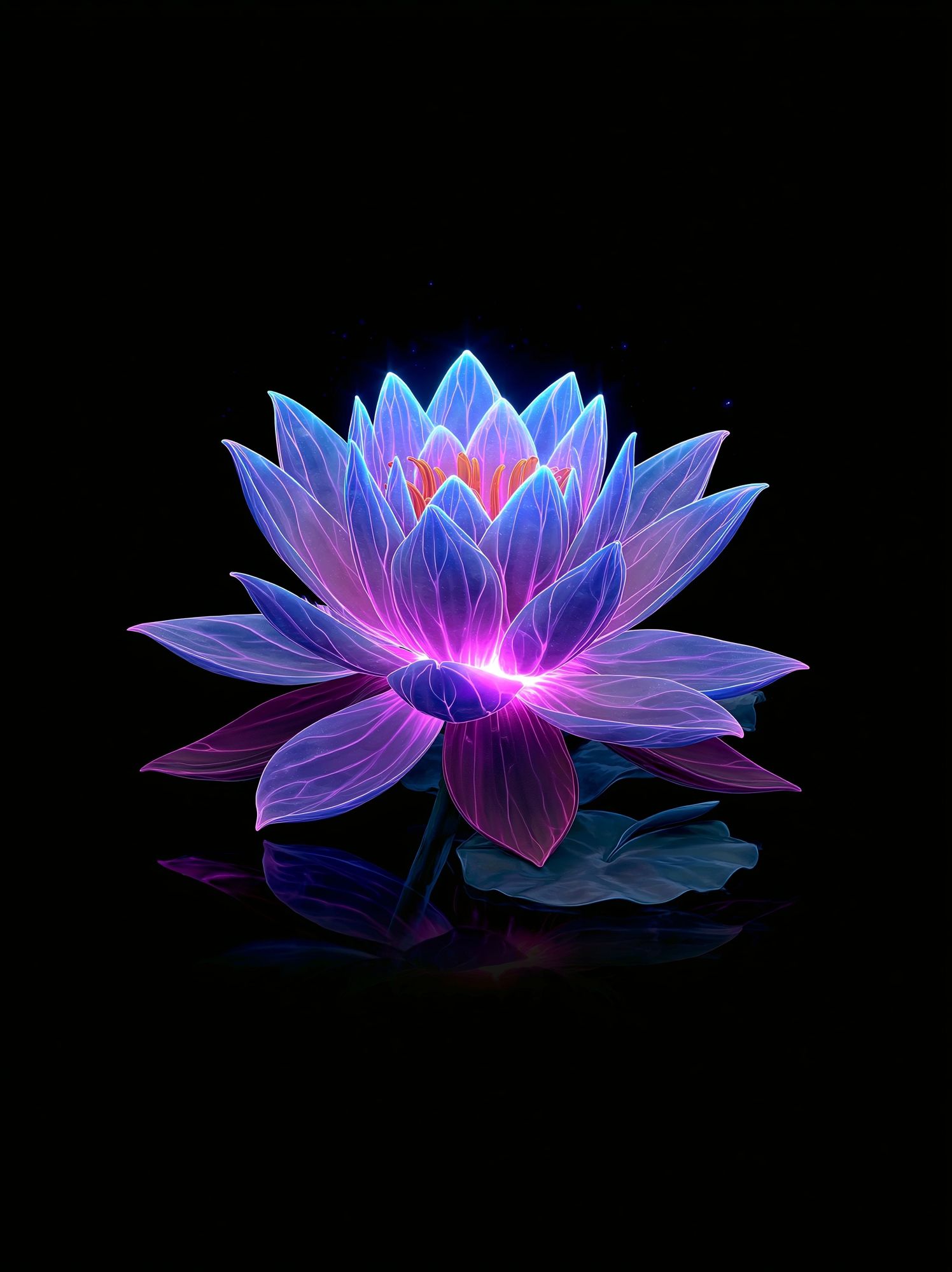 Neon Lotus Bloom Print. poster detail