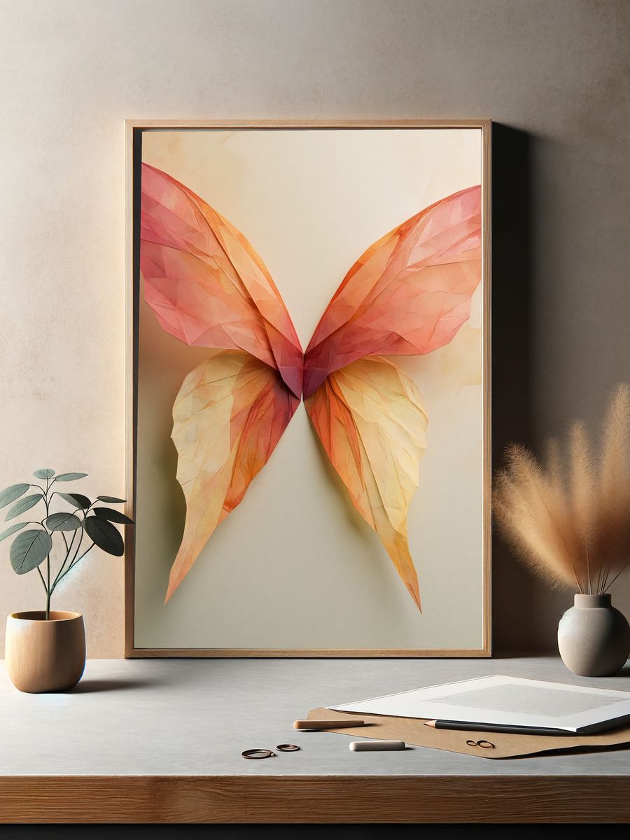 Origami Butterfly Botanical Print. — room view 2