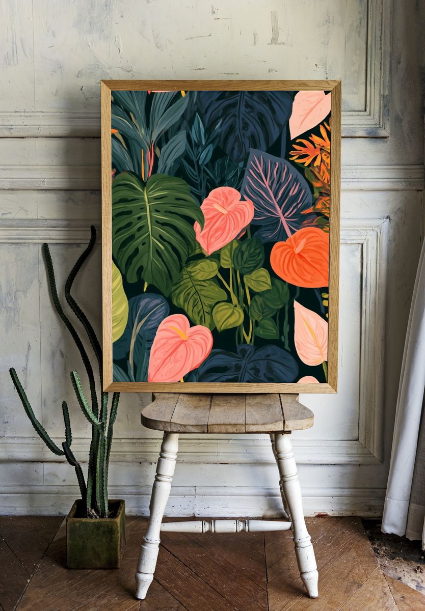 Tropical Leaves Botanical Print. — room view 1