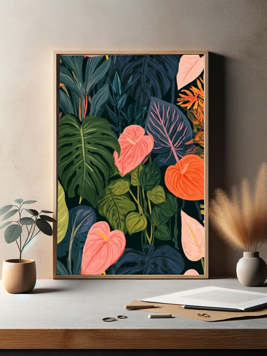 Tropical Leaves Botanical Print. — room view 2