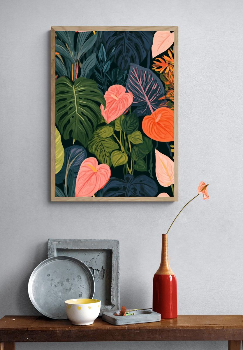 Tropical Leaves Botanical Print. — room view 3