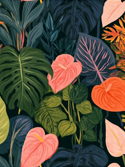 Tropical Leaves Botanical Print. poster