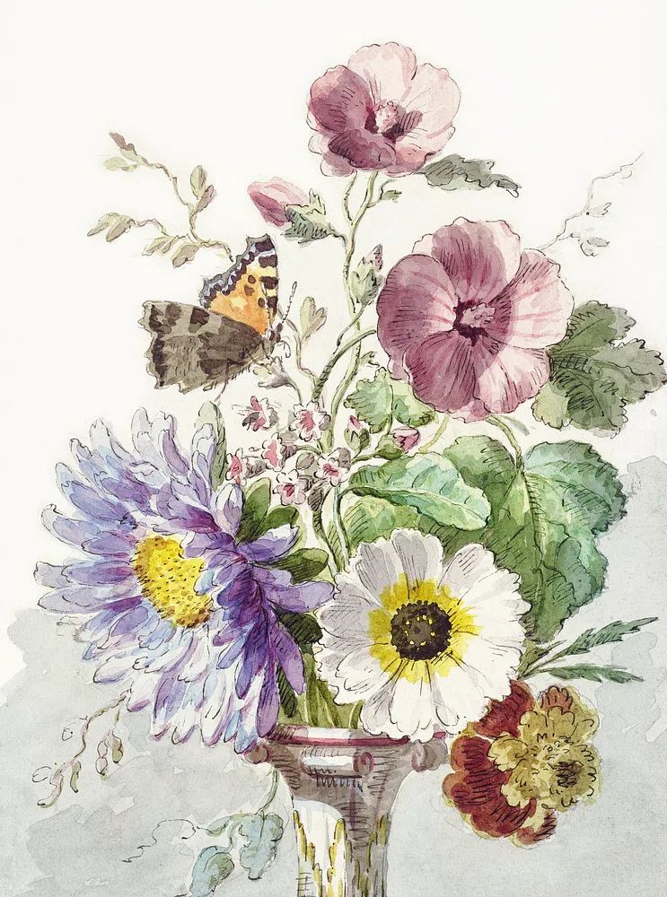 Bouquet Flowers Butterfly high resolution. poster detail