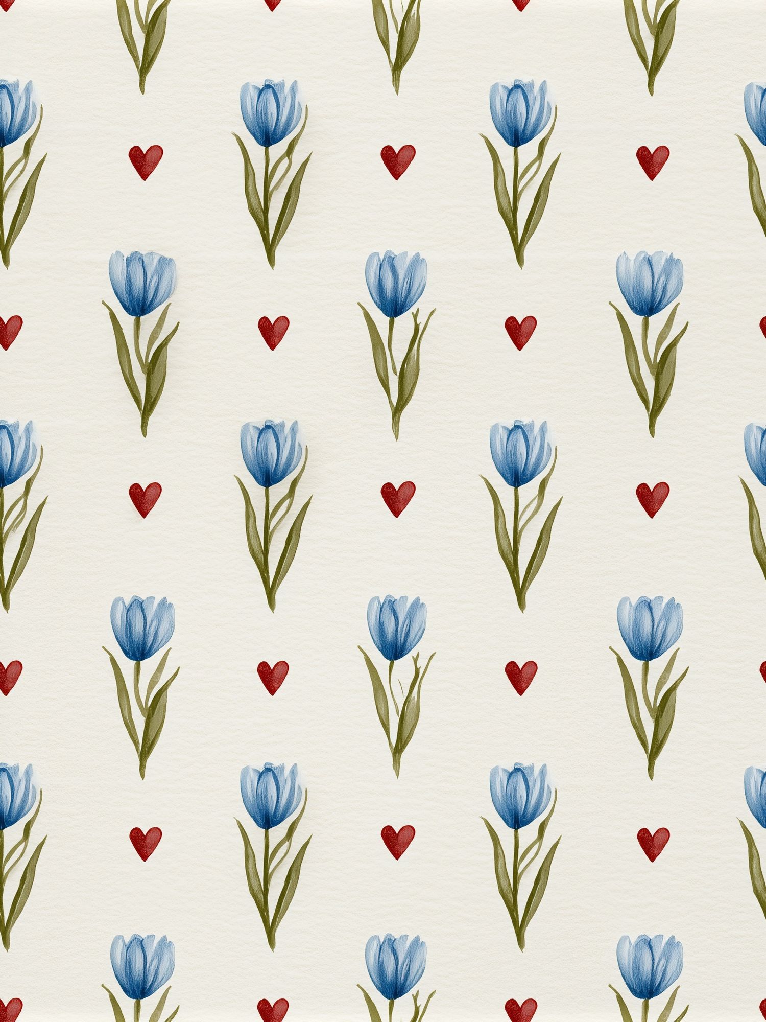 Blue Tulip Heart Pattern Print. poster — botanical art