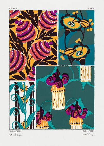 Vintage floral patterns, Art Nouveau. poster print