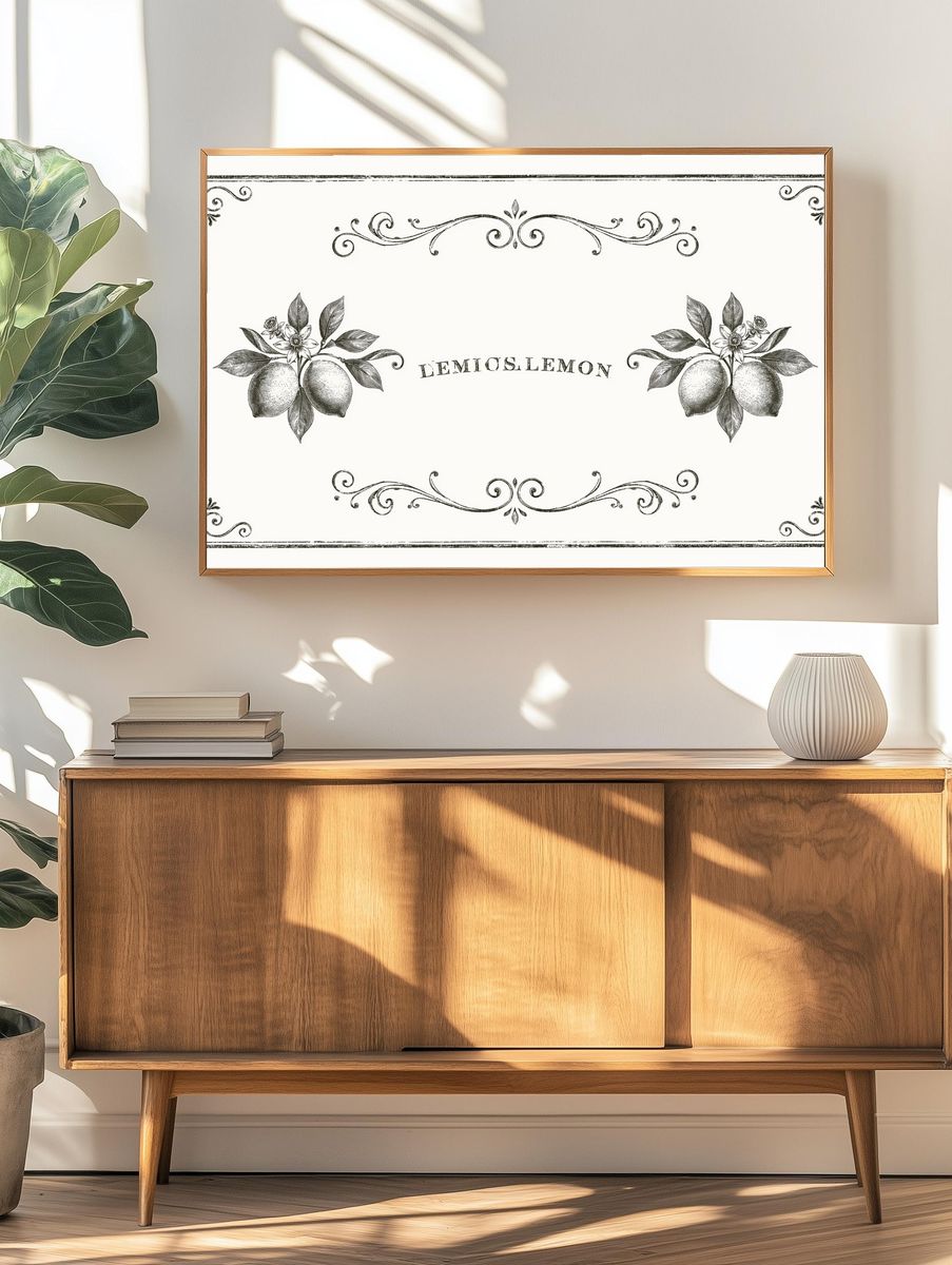 Lemons Vintage Botanical Poster. — room view 3