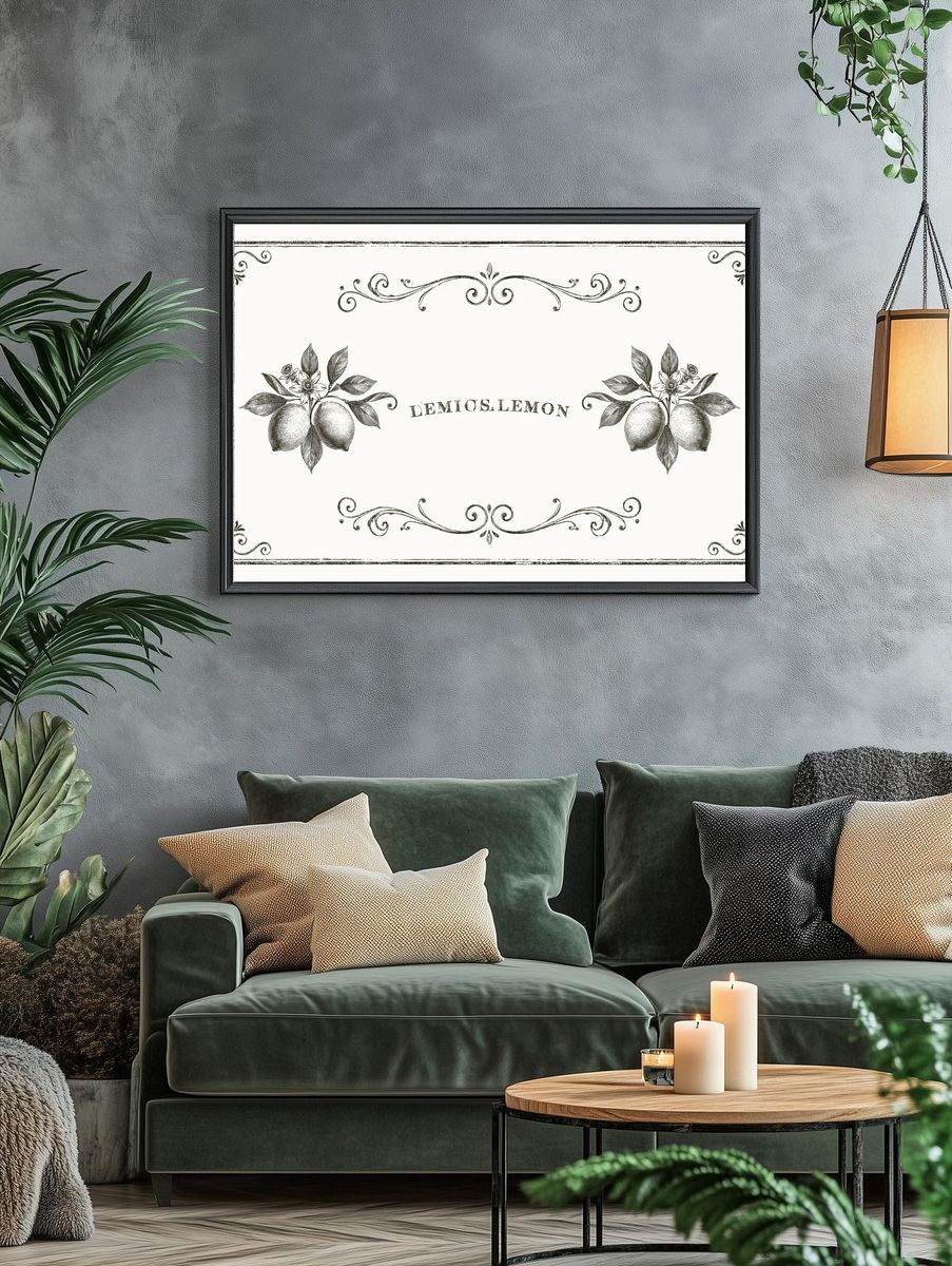 Lemons Vintage Botanical Poster. — room view 4